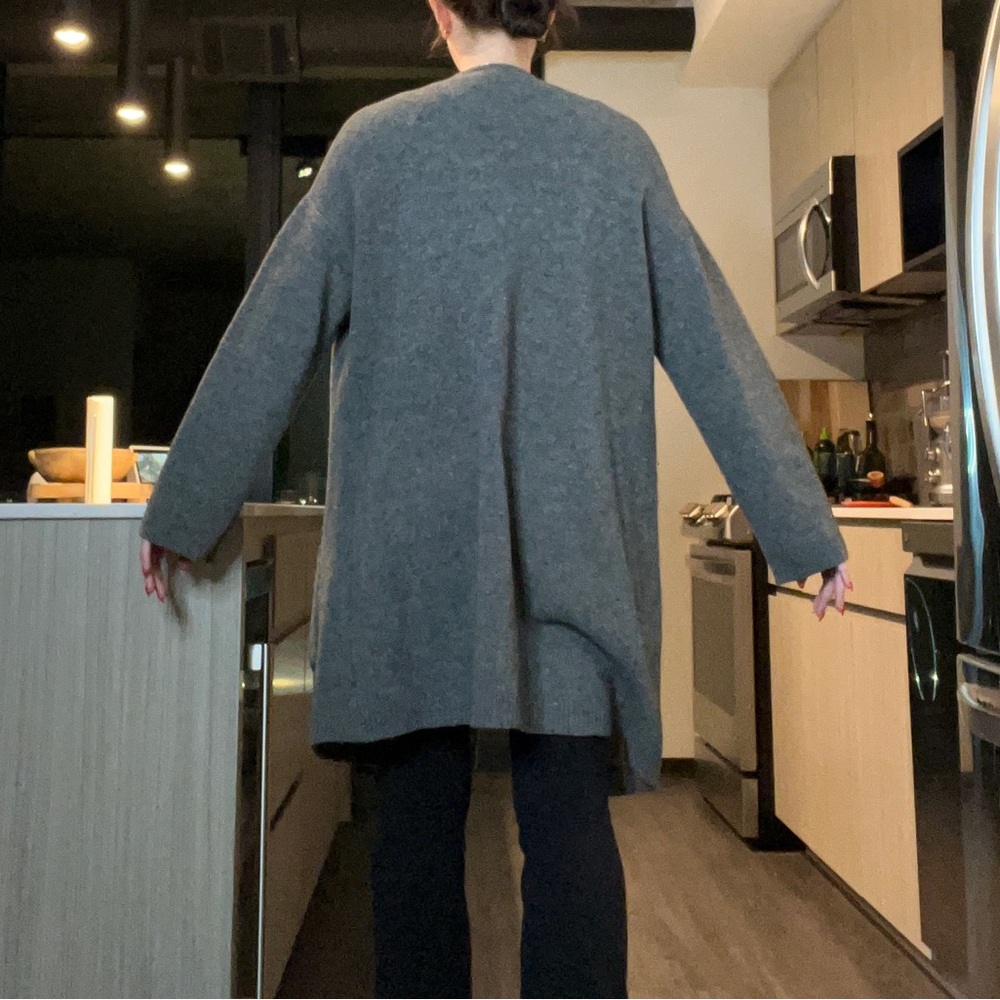 Theory Gray Wool Yak Blend Open Front Cardigan Ja… - image 3